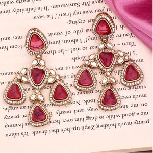Indian Pink Statement Earrings